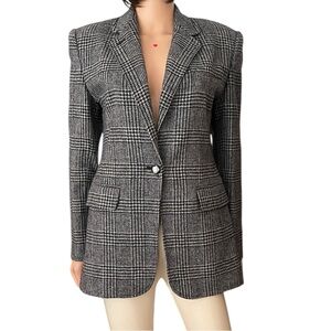 Lauren Ralph Lauren Blue Gray Wool Plaid Tailored Blazer Jacket
